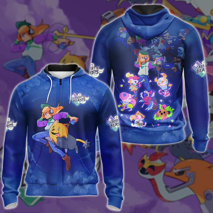 Cassette-Beasts-Video-Game-3D-All-Over-Printed-T-shirt-Tank-Top-Zip-Hoodie-Pullover-Hoodie-Hawaiian-Shirt-Beach-Shorts-Jogger-3