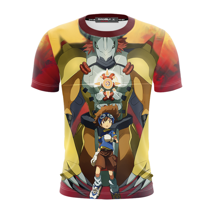 Digimon-Greymon-And-Yagami-Taichi-New-Unisex-3D-T-shirt-1