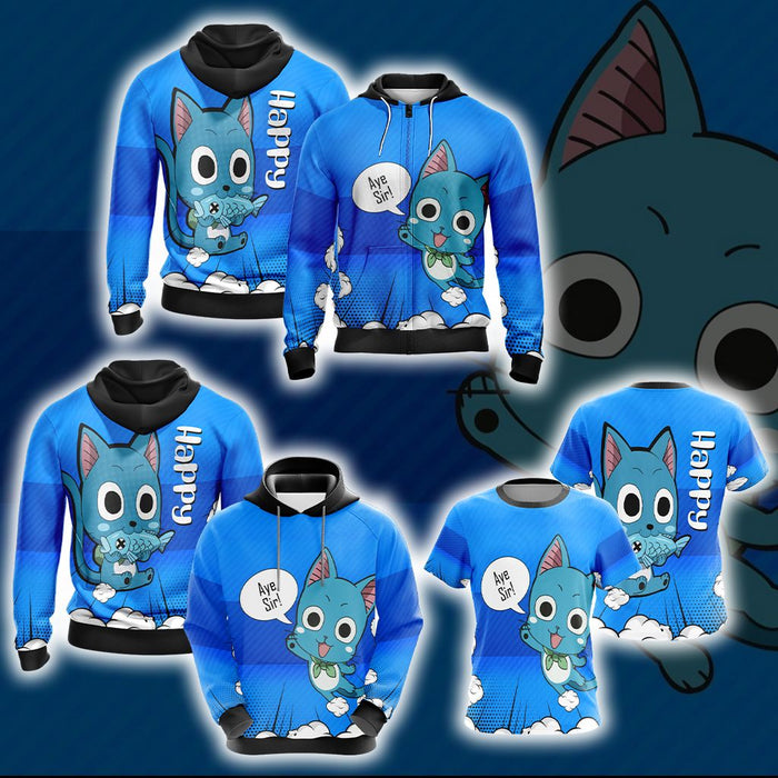 Fairy-Tail-Happy-Unisex-3D-T-shirt-3