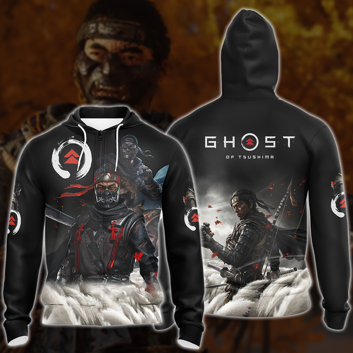Ghost-of-Tsushima-Video-Game-3D-All-Over-Printed-T-shirt-Tank-Top-Zip-Hoodie-Pullover-Hoodie-Hawaiian-Shirt-Beach-Shorts-Jogger-3