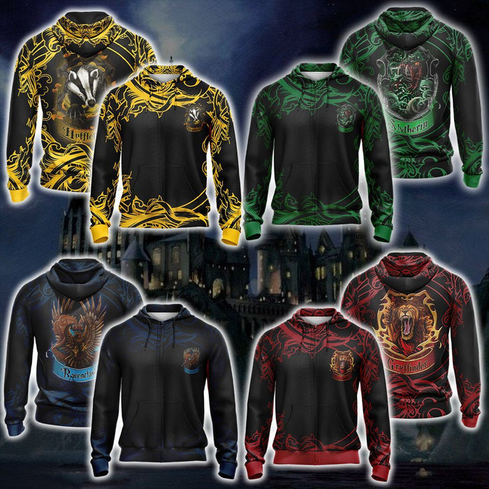 Harry-Potter-Hogwarts-House-Gryffindor-Slytherin-Ravenclaw-Hufflepuff-T-shirt-Zip-Hoodie-Pullover-Hoodie-1