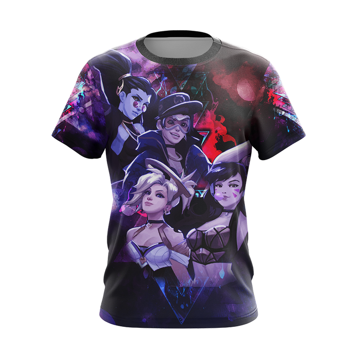 KDA-Band-x-Overwatch-Female-Characters-Unisex-3D-T-shirt-1