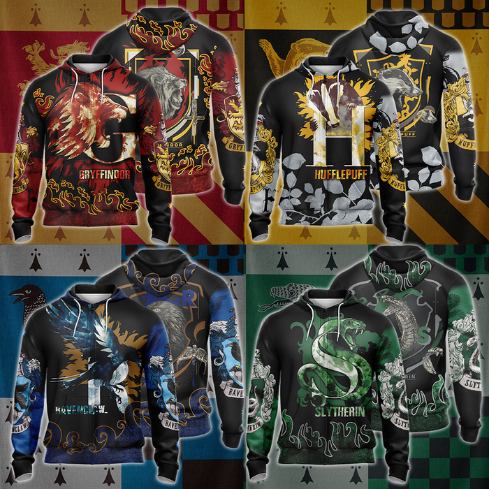 Personalized-Harry-Potter-Hogwarts-House-Gryffindor-Slytherin-Ravenclaw-Hufflepuff-T-shirt-Zip-Hoodie-Pullover-Hoodie-1