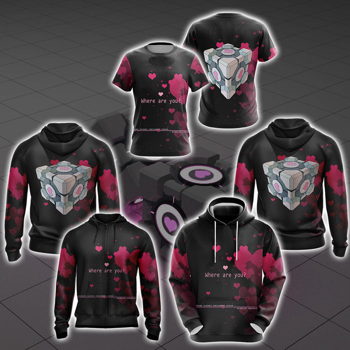 Portal-Companion-Cube-Unisex-3D-T-shirt-3