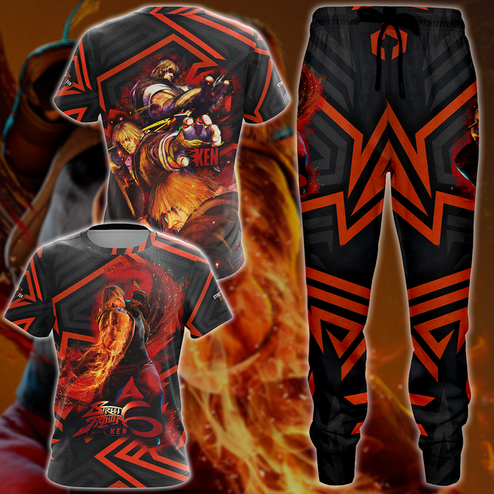 Street-Fighter-6-Ken-Video-Game-3D-All-Over-Printed-T-shirt-Tank-Top-Zip-Hoodie-Pullover-Hoodie-Hawaiian-Shirt-Beach-Shorts-Jogger-2