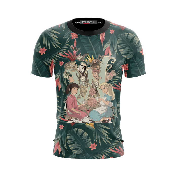 Studio-Ghibli-And-Alice-In-Wonderland-Unisex-3D-T-shirt-1
