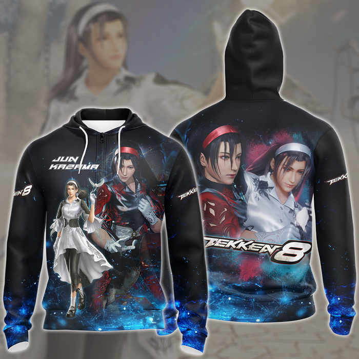 Tekken-8-Jun-Kazama-Video-Game-All-Over-Printed-T-shirt-Tank-Top-Zip-Hoodie-Pullover-Hoodie-Hawaiian-Shirt-Beach-Shorts-Joggers-1