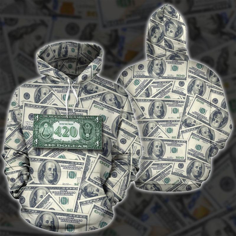 420 Dollar Marijuana 3D Over Print Hoodie 420 Dollar Marijuana 3D Over Print Hoodie