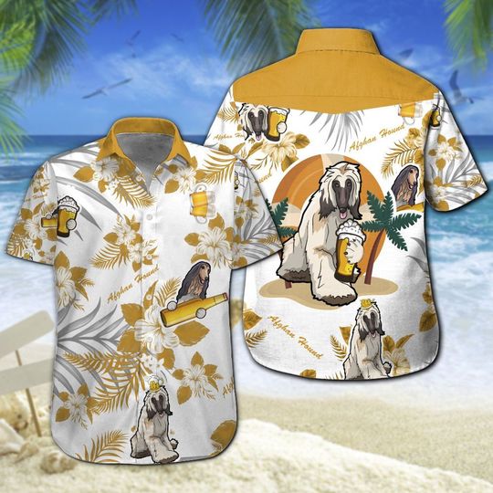 Afghan Hound Beer Hawaiian Shirt Summer Button Up Afghan Hound Beer Hawaiian Shirt Summer Button Up