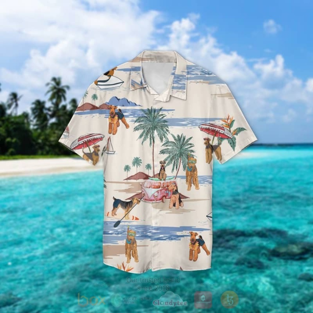 Airedale Terrier Summer Beach Hawaiian Shirt Airedale Terrier Summer Beach Hawaiian Shirt