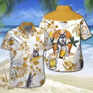 Alaskan Malamute Beer Hawaiian Shirt Summer Button Up
