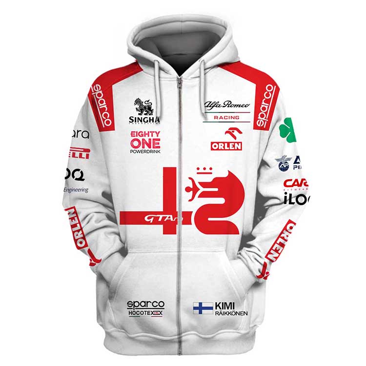 Alfa Romeo Racing Since 1910 Orlen 3D Zip Hoodie Alfa Romeo Racing Since 1910 Orlen 3D Zip Hoodie