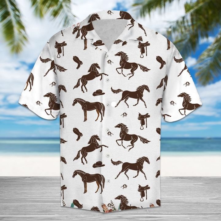 Amazing Brown Horses And Cowboy Western Equipment Hawaiian Shirt Summer Button Up Amazing Brown Horses And Cowboy Western Equipment Hawaiian Shirt Summer Button Up