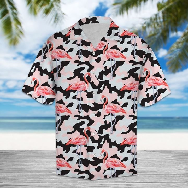 Amazing Camo Flamingo Hawaiian Shirt Summer Button Up Amazing Camo Flamingo Hawaiian Shirt Summer Button Up