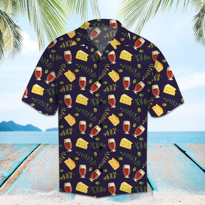 Amazing Red Wine And Cheese Hawaiian Shirt Summer Button Up Amazing Red Wine And Cheese Hawaiian Shirt Summer Button Up