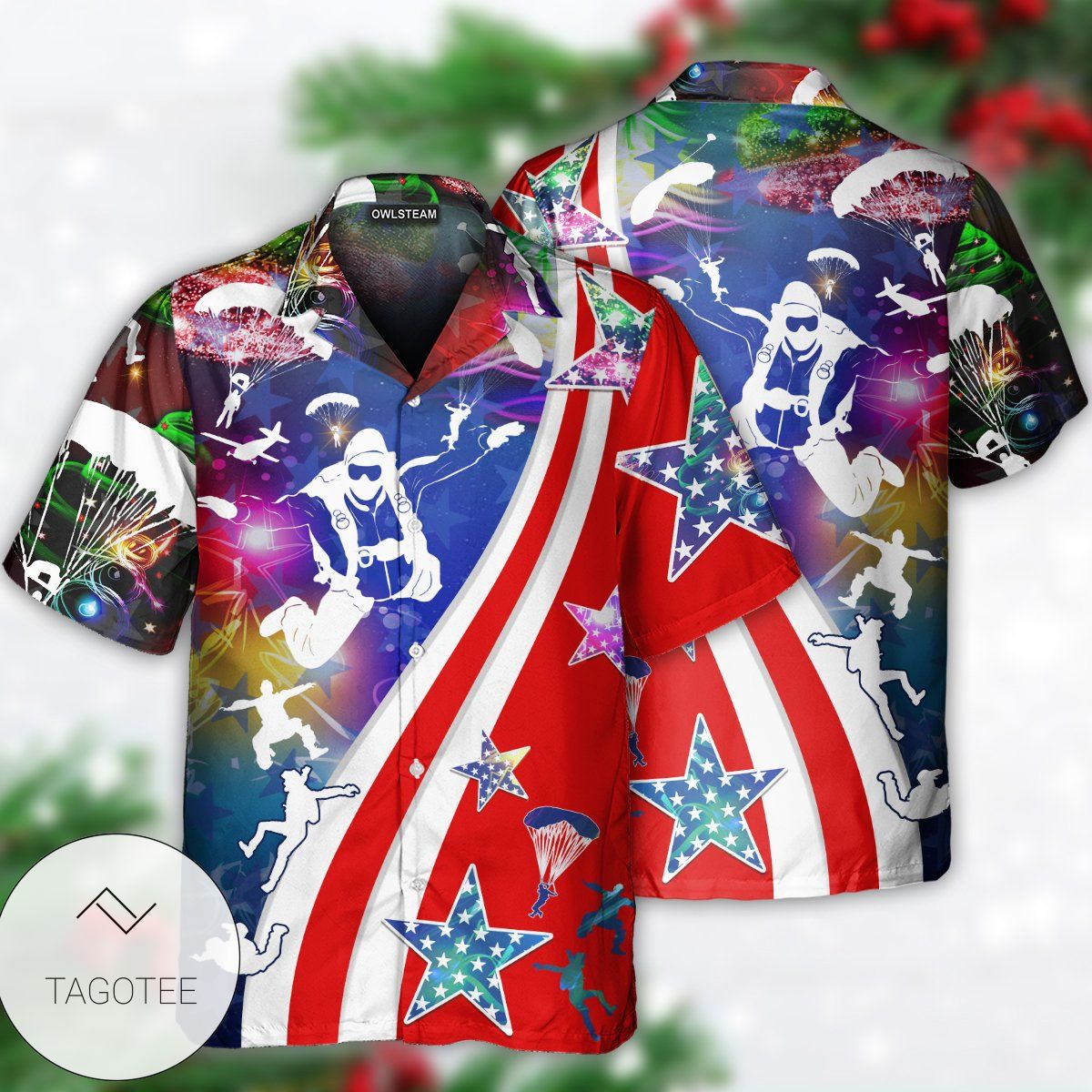 America Parachute Jump Merry Christmas Hawaiian Shirt America Parachute Jump Merry Christmas Hawaiian Shirt