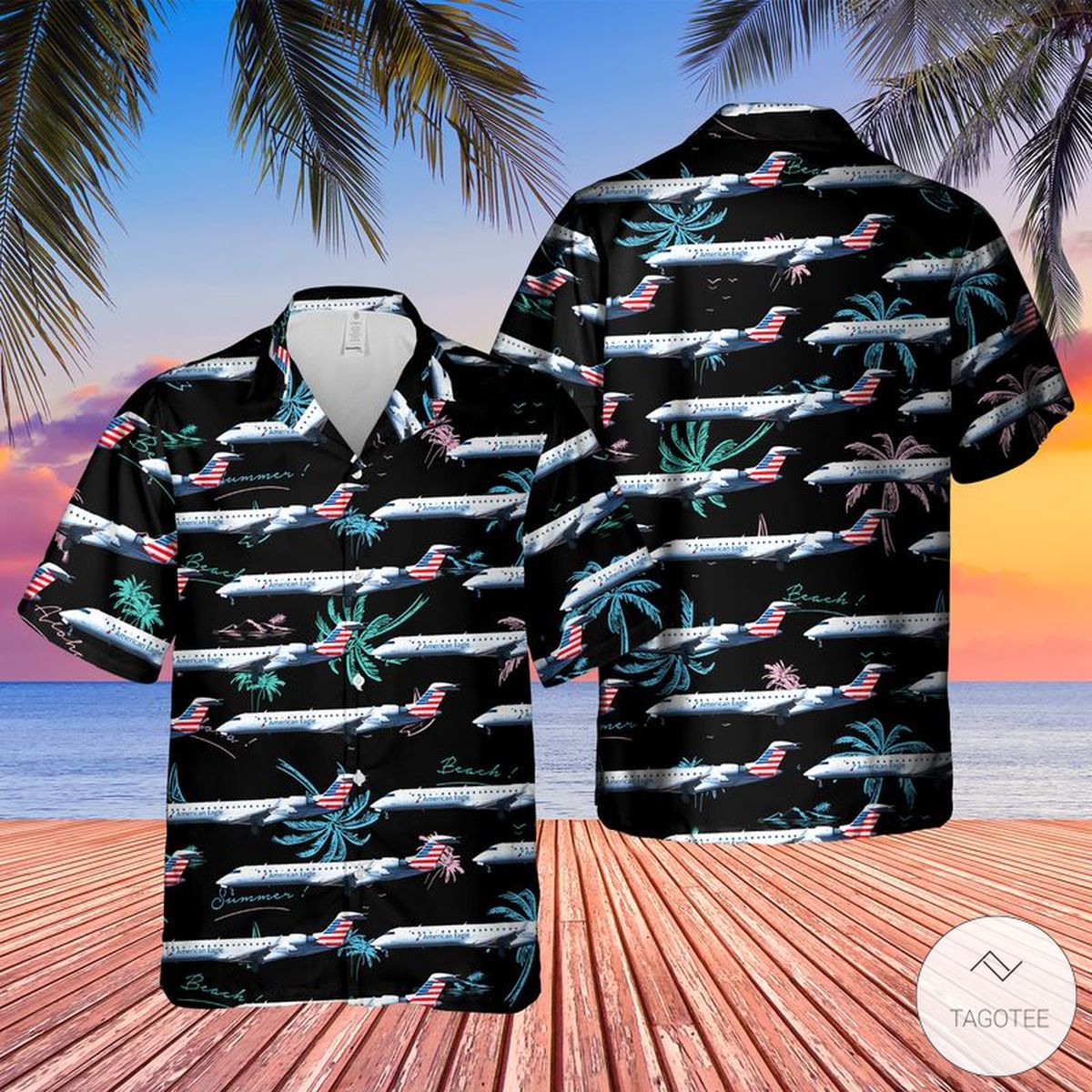 American Eagle Bombardier Crj-701Er (Cl-600-2C10) Hawaiian Shirt American Eagle Bombardier Crj-701Er (Cl-600-2C10) Hawaiian Shirt