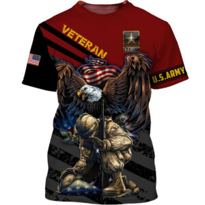 American Eagle Flag God Bless Army Veteran 3D Hoodie And Shirt