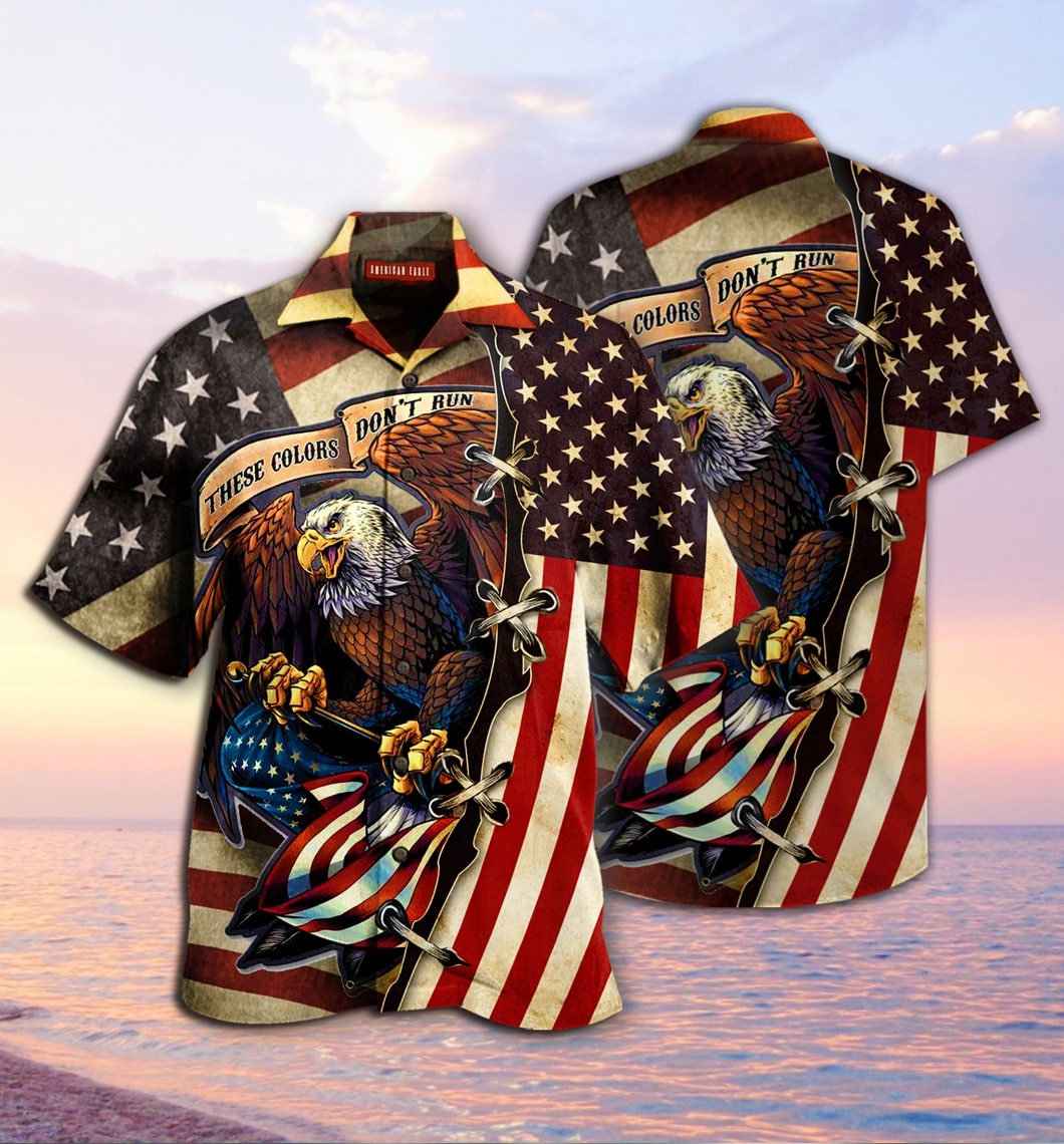 American Eagle Fly Flag Hawaiian Shirt American Eagle Fly Flag Hawaiian Shirt