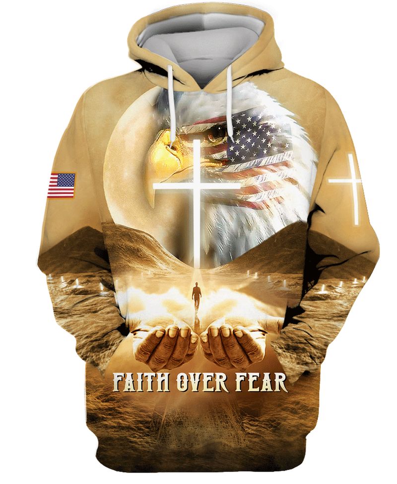 American Eagle God Faith Over Fear 3D Hoodie American Eagle God Faith Over Fear 3D Hoodie