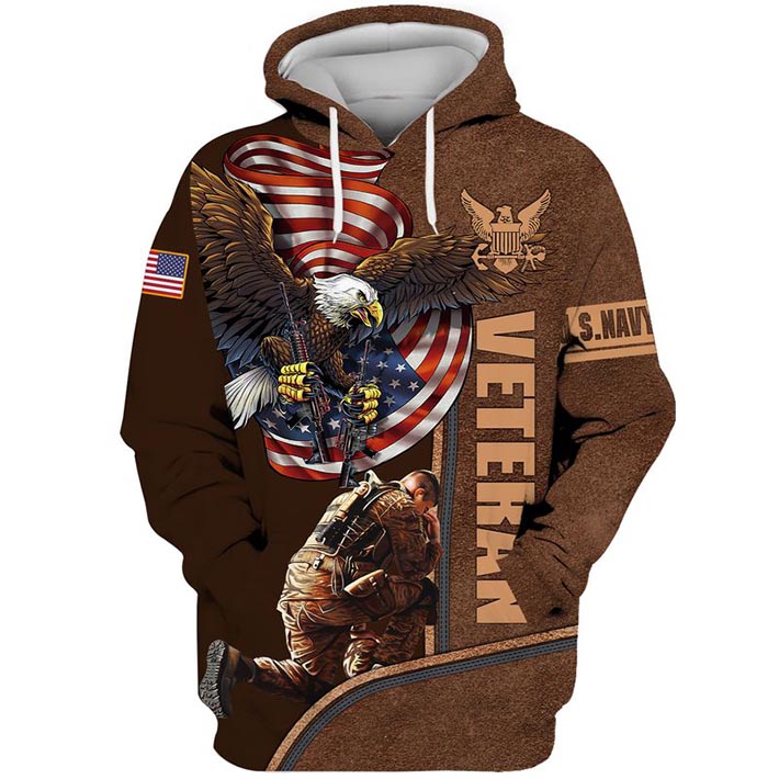 American Eagle U.S.Navy Veteran 3D Hoodie American Eagle U.S.Navy Veteran 3D Hoodie