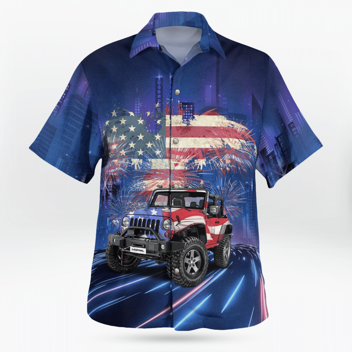 American Flag And Jeep Hawaiian Shirt American Flag And Jeep Hawaiian Shirt