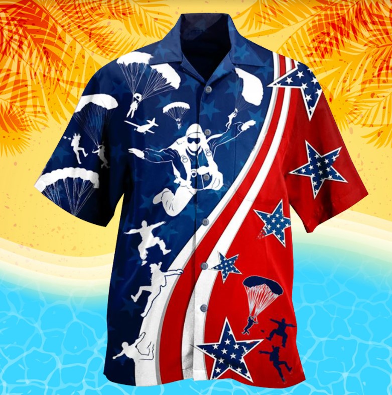 American Parachute Jump Hawaiian Shirt American Parachute Jump Hawaiian Shirt