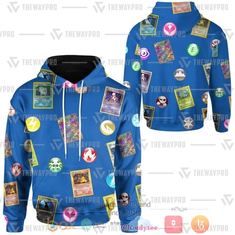 Anime Pokemon Cards And Elements 3D All Over Printed Hoodie Anime Pokemon Cards And Elements 3D All Over Printed Hoodie