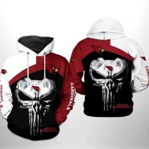 Arizona Cardinals Nfl Punisher Skull 3D Hoodie