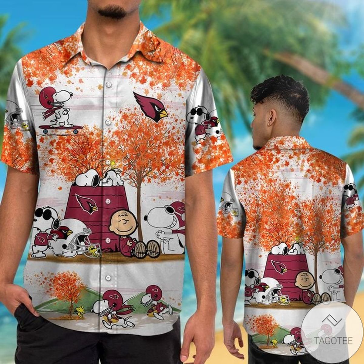 Arizona Cardinals Snoopy Autumn Hawaiian Shirt Arizona Cardinals Snoopy Autumn Hawaiian Shirt