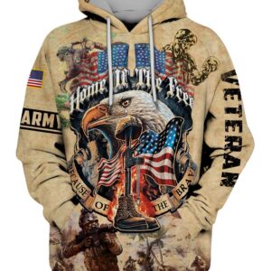 Army Veteran Eagle Home Of The Free Because Of The Brave 3D Shirt