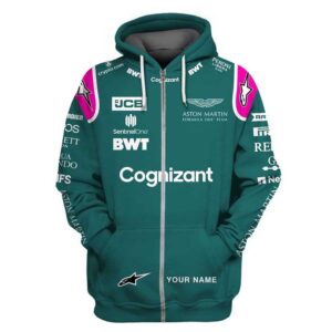 Aston Martin Cognizant Formula One Team Personalized 3D Zip Hoodie