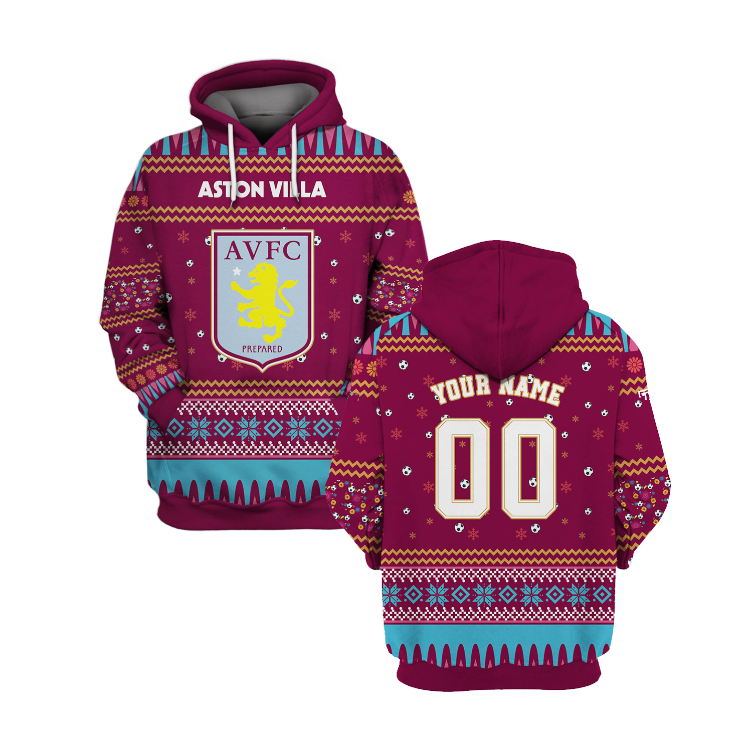 Aston Villa Custom Name And Number 3D Hoodie Aston Villa Custom Name And Number 3D Hoodie