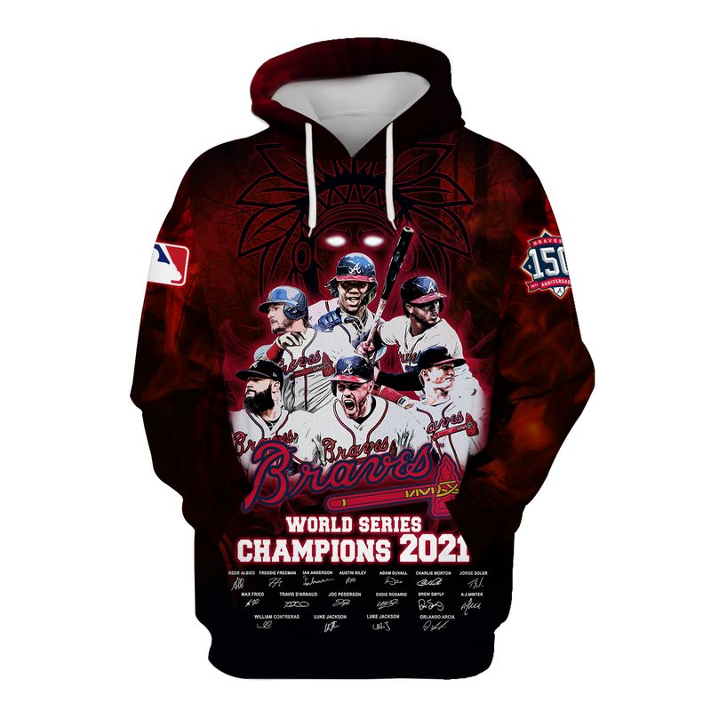Atlanta Braves Champions 2021 Dark Red 3D Hoodie Atlanta Braves Champions 2021 Dark Red 3D Hoodie