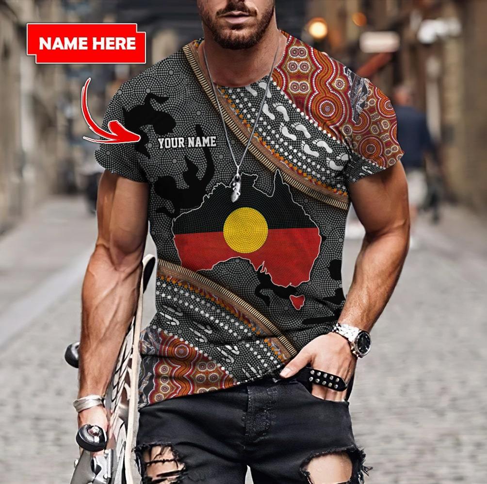 Australia Map Aboriginal Dots Custom Personalized Name 3D Shirt Australia Map Aboriginal Dots Custom Personalized Name 3D Shirt