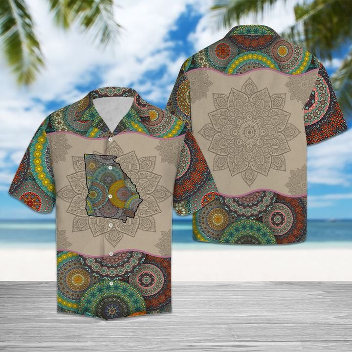 Awesome Georgia Mandala Hawaiian Shirt Summer Button Up Awesome Georgia Mandala Hawaiian Shirt Summer Button Up