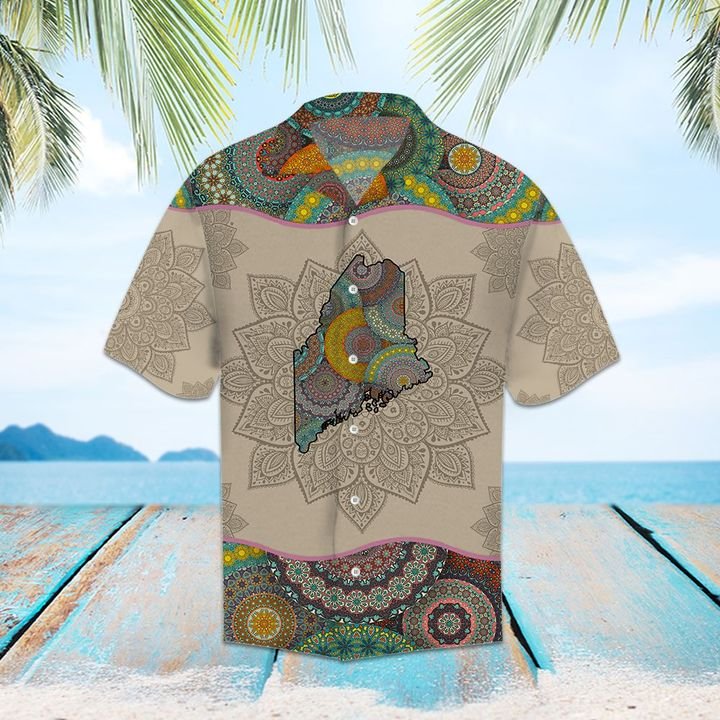 Awesome Maine Mandala Hawaiian Shirt Summer Button Up Awesome Maine Mandala Hawaiian Shirt Summer Button Up