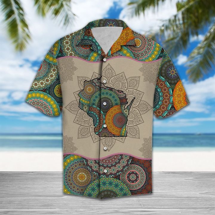 Awesome Wisconsin Mandala Hawaiian Shirt Summer Button Up Awesome Wisconsin Mandala Hawaiian Shirt Summer Button Up