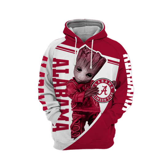 Baby Groot Alabama Crimson Tide 3D All Over Print Hoodie Baby Groot Alabama Crimson Tide 3D All Over Print Hoodie
