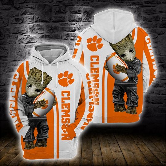 Baby Groot Clemson Tigers 3D All Over Print Hoodie Baby Groot Clemson Tigers 3D All Over Print Hoodie