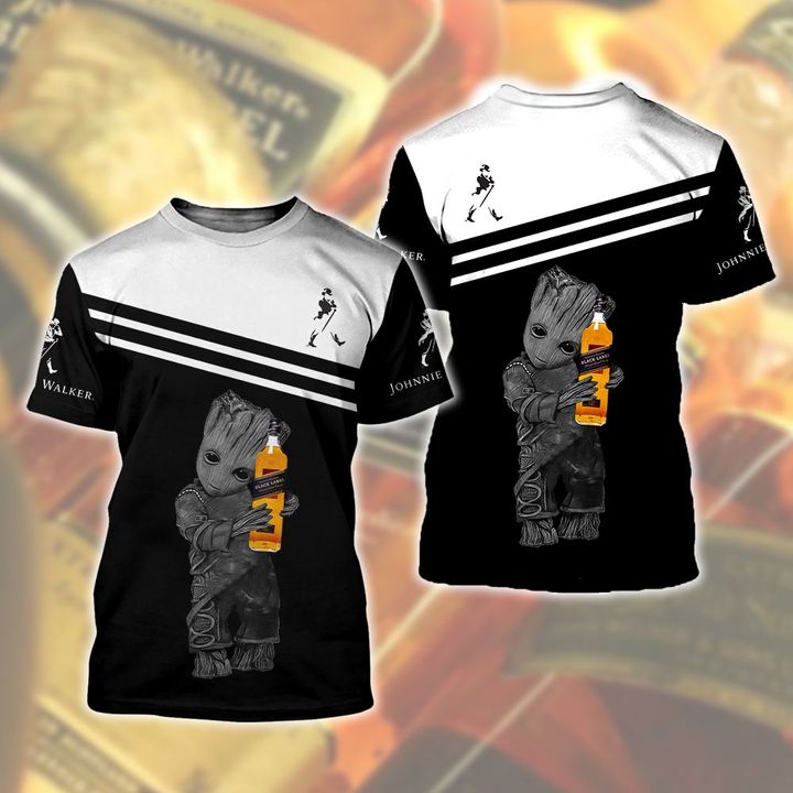 Baby Groot Hug Johnnie Walker 3D Shirt Baby Groot Hug Johnnie Walker 3D Shirt