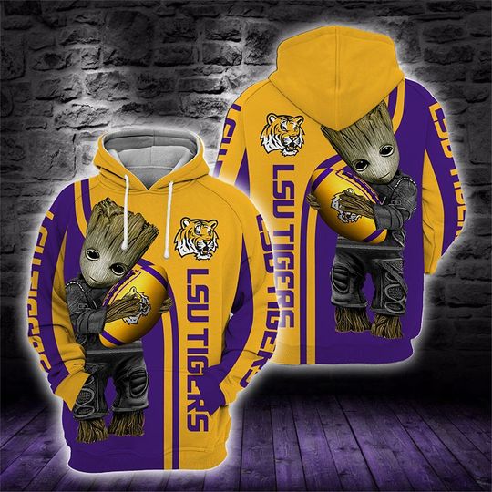 Baby Groot Lsu Tigers 3D All Over Print Hoodie Baby Groot Lsu Tigers 3D All Over Print Hoodie