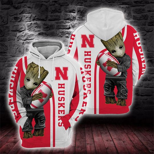 Baby Groot Nebraska Cornhuskers 3D All Over Print Hoodie Baby Groot Nebraska Cornhuskers 3D All Over Print Hoodie