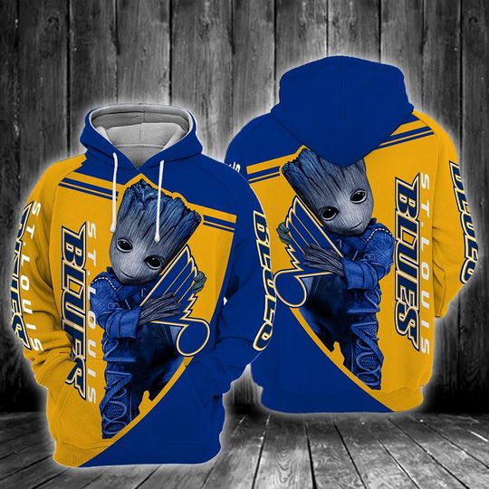 Baby Groot St. Louis Blues 3D All Over Print Hoodie Baby Groot St. Louis Blues 3D All Over Print Hoodie