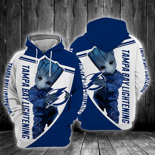 Baby Groot Tampa Bay Lightning 3D All Over Print Hoodie Baby Groot Tampa Bay Lightning 3D All Over Print Hoodie