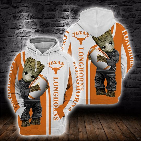 Baby Groot Texas Longhorns 3D All Over Print Hoodie Baby Groot Texas Longhorns 3D All Over Print Hoodie