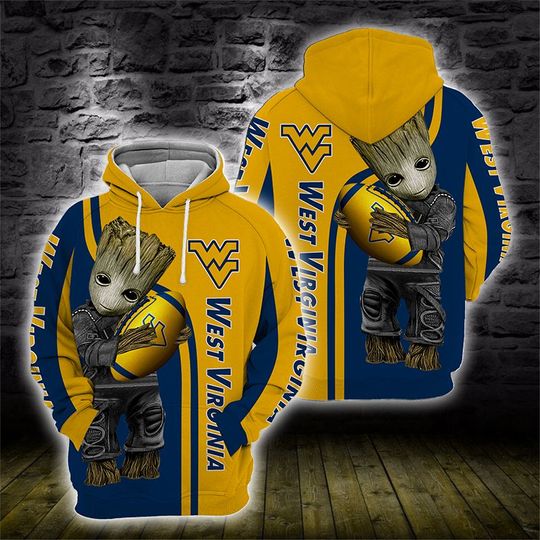 Baby Groot West Virginia Mountaineers 3D All Over Print Hoodie Baby Groot West Virginia Mountaineers 3D All Over Print Hoodie