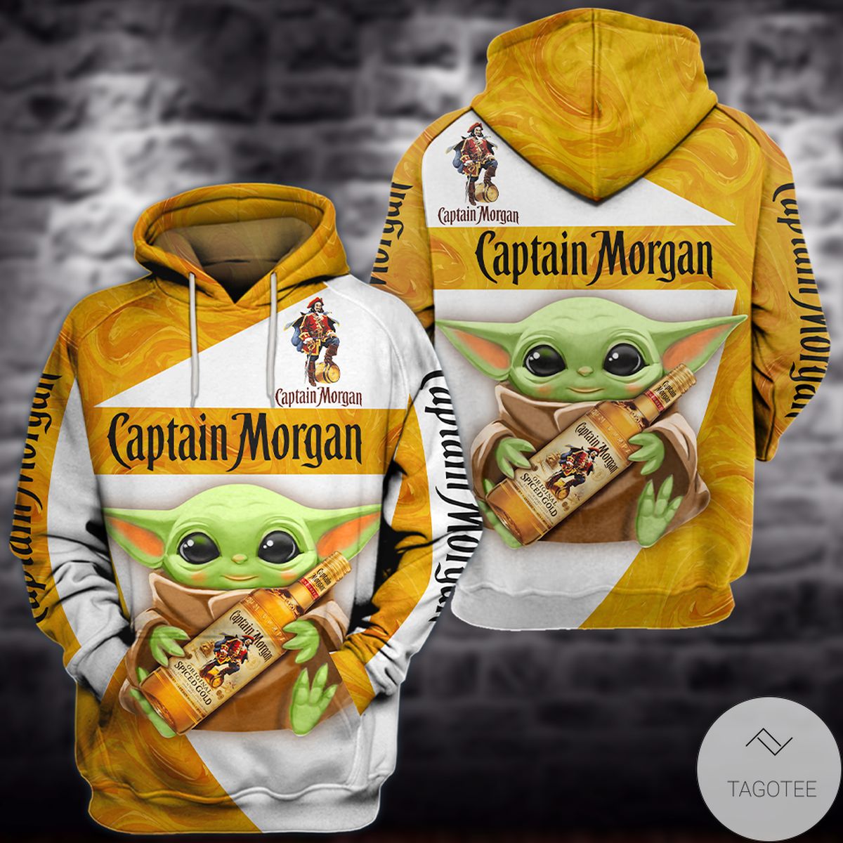 Baby Yoda Captain Morgan Whiskey 3D Hoodie Baby Yoda Captain Morgan Whiskey 3D Hoodie