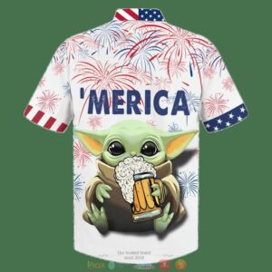 Baby Yoda With Beer America Hawaiian Shirt