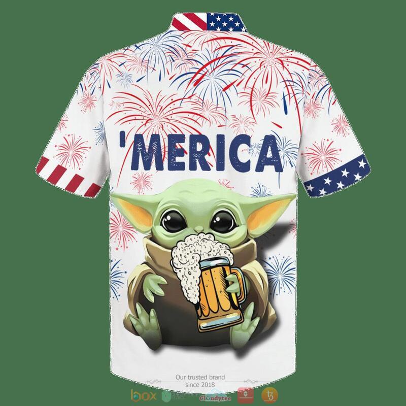 Baby Yoda With Beer America Hawaiian Shirt Baby Yoda With Beer America Hawaiian Shirt